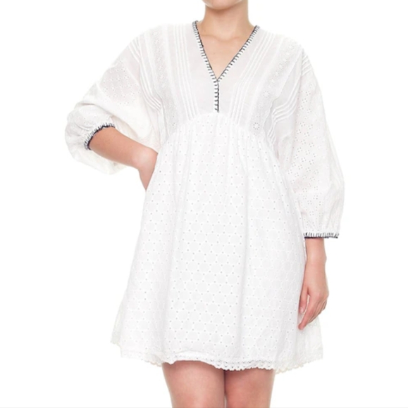 Black Tapeâ•‘White Eyelet Babydoll Dressâ•‘Size XL - Picture 1 of 8